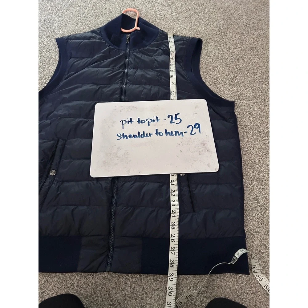 Polo Ralph Lauren Mens Navy Blue Hybrid Quilted Puffer Vest XL Full Zip Knit